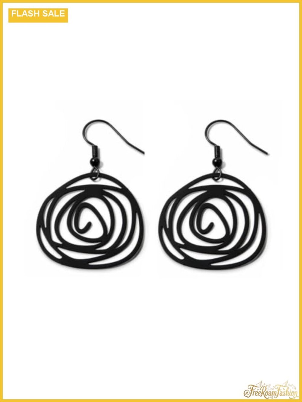 Black Spiral Dangle Earrings Women Bohemian Retro Drop Jewelry